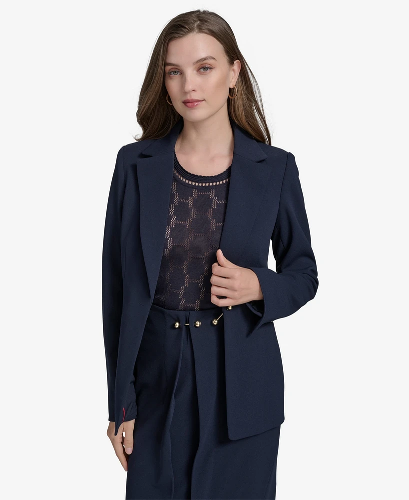 Halston Women's Scuba-Crepe Barbell Peak-Lapel Blazer