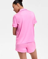 I.n.c International Concepts Women's Stretch Satin Short-Sleeve Pajama Set, Exclusively at Macy's