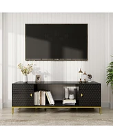 Boyel Living 70 inches Mdf Tv Stand With Storage Cabinets