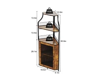 gaomon Corner Bar Cabinet with Led Lights, Industrial Liquor Cabinet with Adjustable Shelf, 5-Tier Industrial Wine Cabinet with Glass Holder