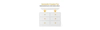 gaomon Dresser for Bedroom with 6 Drawers, Changing Table Top, Nursery Diaper Station Baby Power