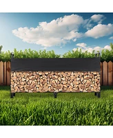 gaomon 8.5 Ft Outdoor Firewood Rack With Cover, 1/2 Cord of Firewood, Heavy Duty Firewood Holder & Waterproof Cover for Fireplace Patio