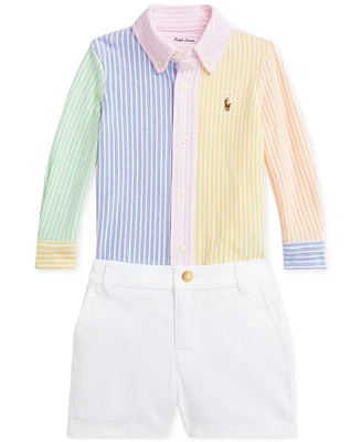 Polo Ralph Lauren Baby Striped Oxford Shirt & Chino Shorts Set