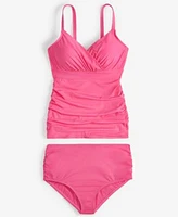 Anne Cole Womens Surplice V Neck Underwire Tankini Top High Waist Bikini Bottoms