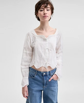 And Now This Petite Cotton Pleated Scallop-Hem Blouse, Exclusively at Macy's