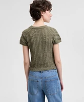 And Now This Women's Crochet Short-Sleeve Sweater, Exclusively at Macy's