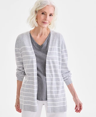 Style & Co Women's Striped Open-Front Long-Sleeve Cardigan, Exclusively at Macy's