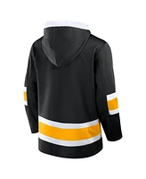 Fanatics Men's Black Boston Bruins Inside Line Fleece Pullover Hoodie