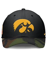 Nike Men's Black/Camo Iowa Hawkeyes 2024 Military Appreciation Rise Swoosh Performance Flex Hat