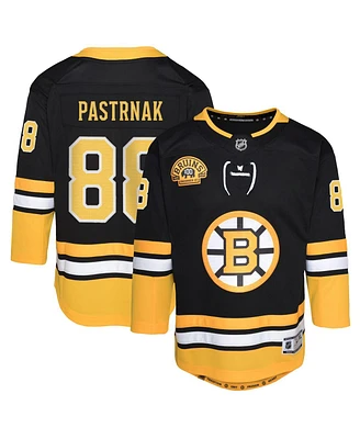 Outerstuff Big Boys and Girls David Pastrnak Black Boston Bruins 100th Anniversary Premier Player Jersey