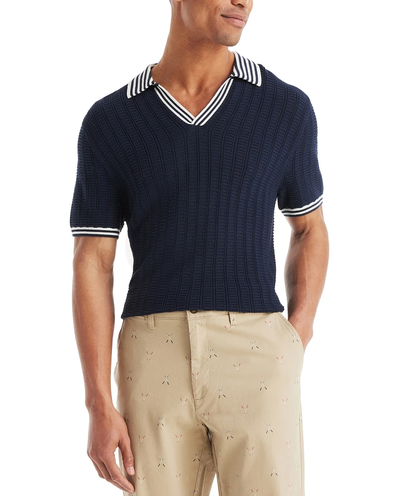 Nautica Men's Textured Sweater Polo Shirt