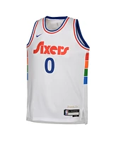 Nike Big Boys and Girls Tyrese Maxey White Philadelphia 76ers 2024/25 Swingman Player Jersey - City Edition