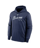 Nike Men's Navy Atlanta Braves Authentic Collection Practice Performance Pullover Hoodie