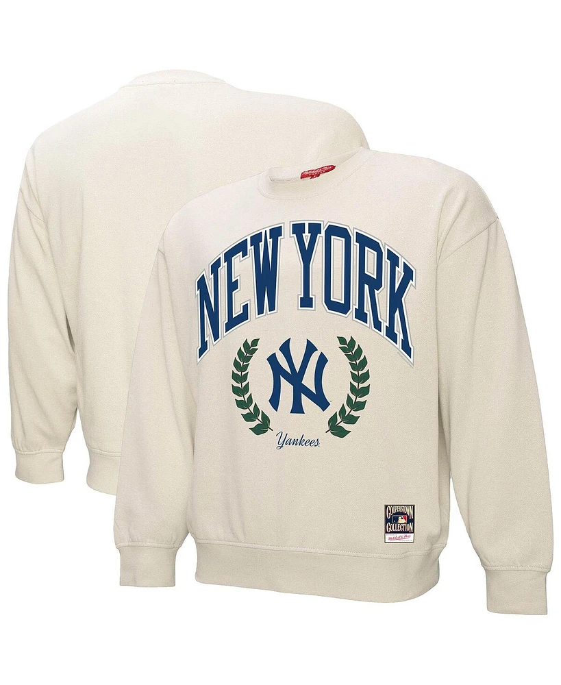 Mitchell & Ness Women's Cream New York Yankees Cooperstown Collection Laurel Pullover Sweatshirt