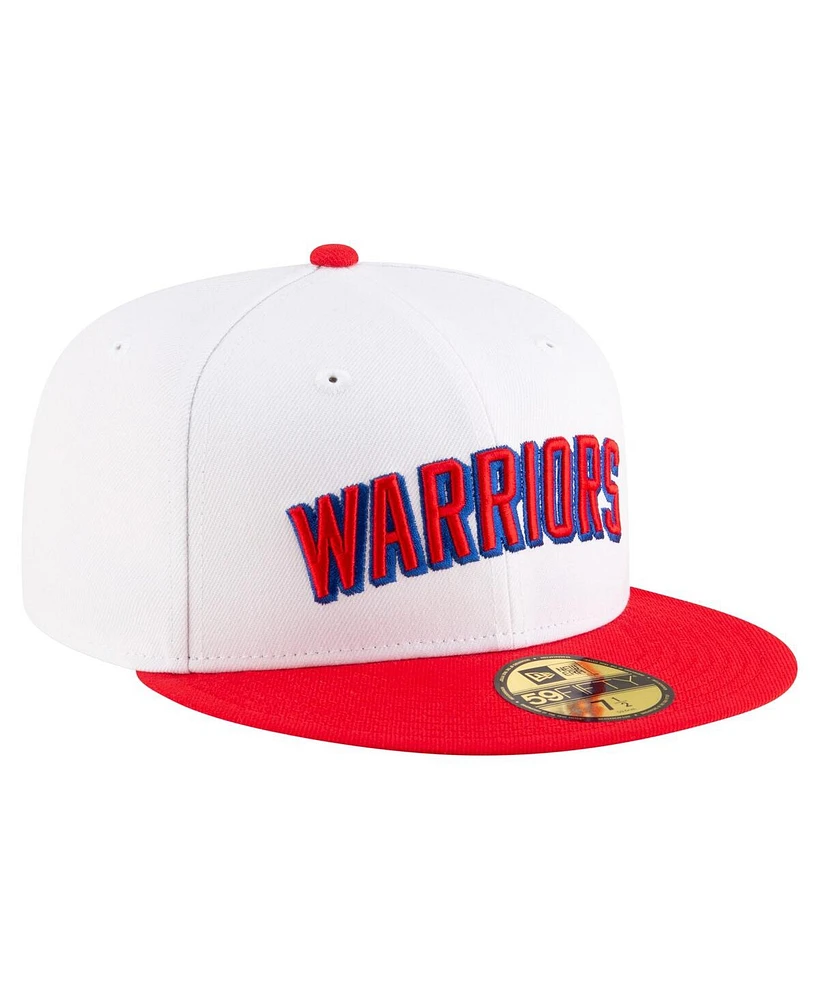 New Era Men's White/Red Golden State Warriors 2024/25 Classic Edition Jersey Hook 59FIFTY Fitted Hat