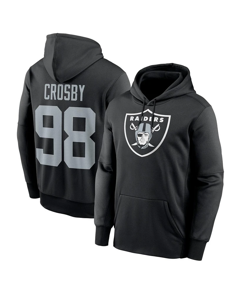 Nike Men's Maxx Crosby Black Las Vegas Raiders Player Name Number Performance Pullover Hoodie