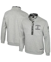 Colosseum Men's Heather Gray Navy Midshipmen Oorah Oht Military Appreciation Fleece Quarter-Zip Jacket