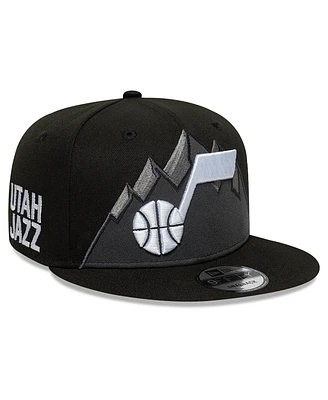 New Era Men's Black Utah Jazz Jersey Hook Statement Edition 9FIFTY Snapback Hat