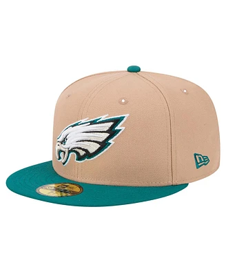 New Era Men's Tan Philadelphia Eagles Logo Main 59FIFTY Fitted Hat