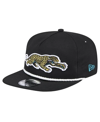 New Era Men's Black Jacksonville Jaguars Throwback Crawl Lockup Golfer Snapback Hat