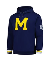 Mitchell & Ness Men's Navy Michigan Wolverines Chain stich Fleece Pullover Hoodie