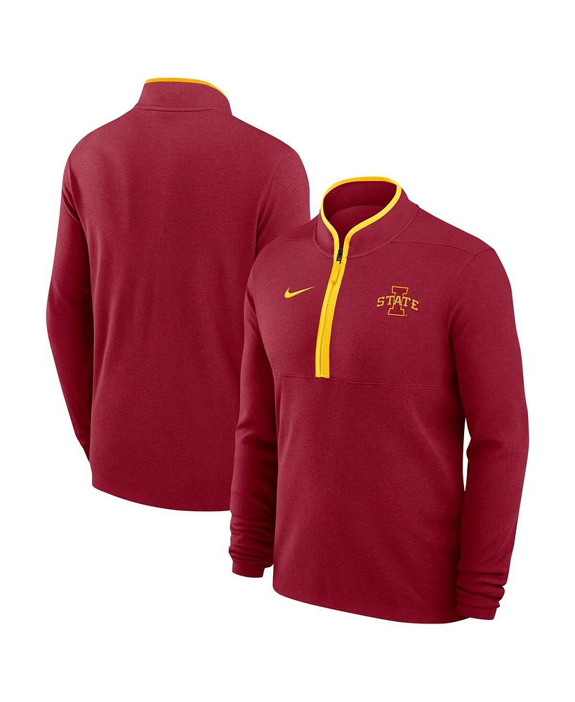 Nike Men's Cardinal Iowa State Cyclones Coaches Courtside Basketball Victory Performance Quarter-Zip Top