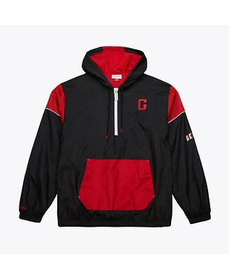 Mitchell & Ness Men's Black Georgia Bulldogs Anorak Vintage Logo Half-Zip Hoodie Jacket