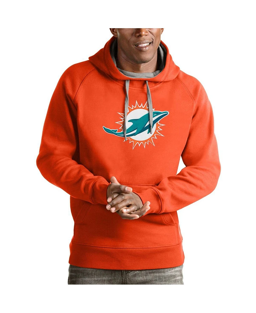 Antigua Men's Orange Miami Dolphins Victory Pullover Hoodie