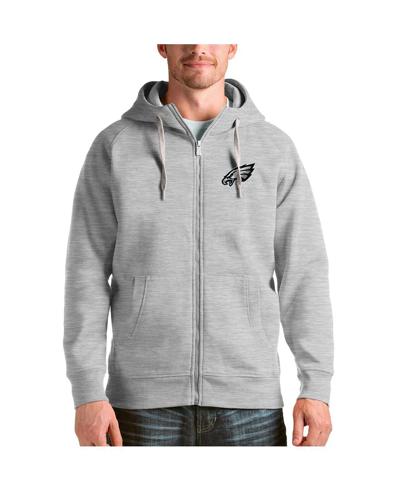 Antigua Men's Heather Gray Philadelphia Eagles Victory Full-Zip Hoodie