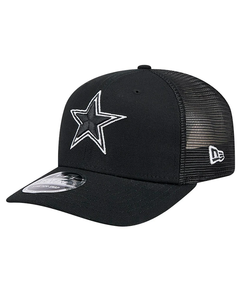 New Era Men's Black Dallas Cowboys Canvas Trucker 9SEVENTY Stretch-Snap Hat