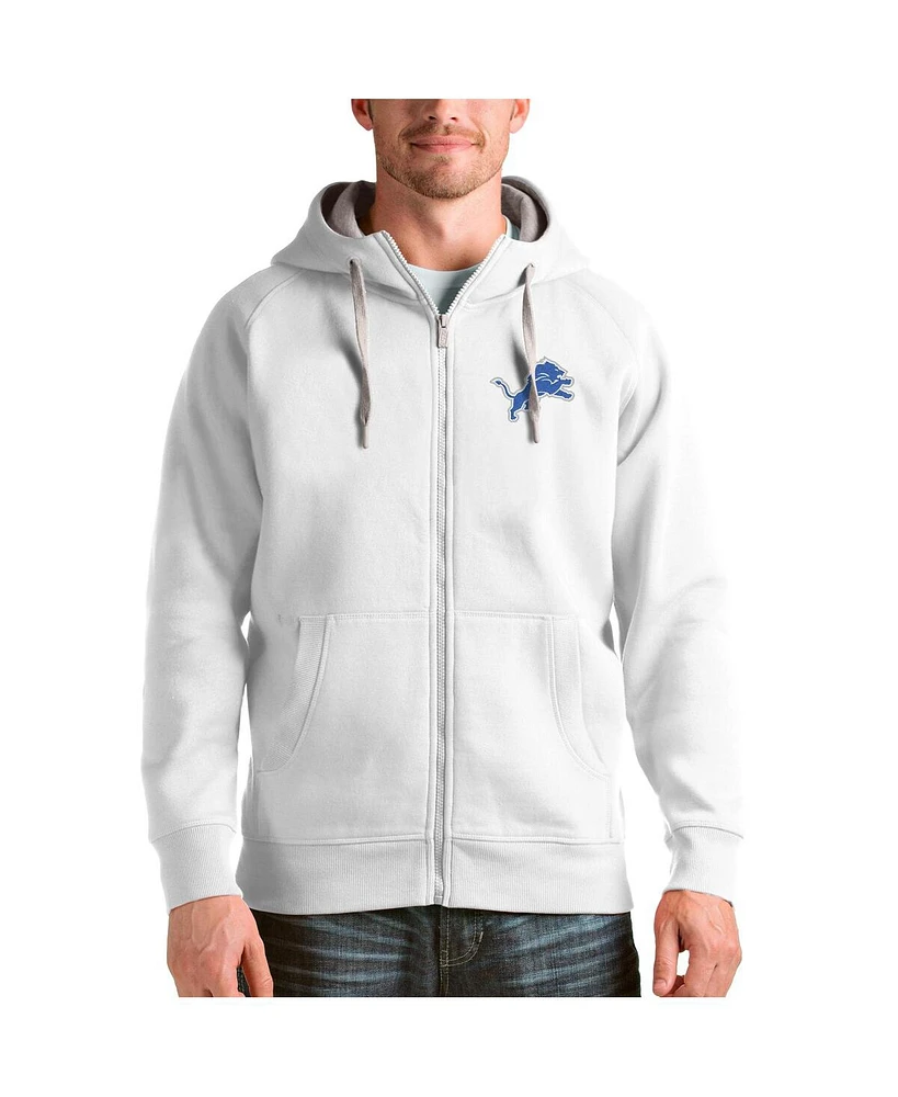 Antigua Men's White Detroit Lions Victory Full-Zip Hoodie