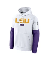 Nike Men's White Lsu Tigers Fitness Raglan Performance Pullover Hoodie