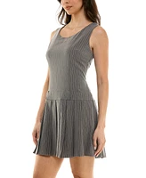 City Studios Juniors' Pinstripe Pleated-Skirt Mini Dress