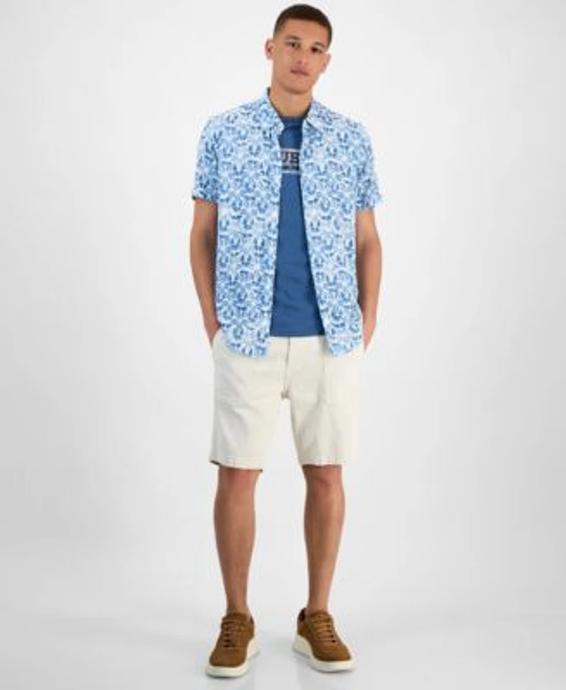 Guess Mens Printed Shirt Logo T Shirt Shorts