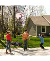 Gymax Basketball System Hoop Stand Backboard w/ Adjustable Height Wheels & 2 Nets