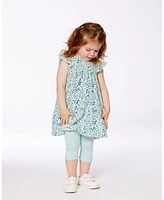 Deux par Toddler Girls Flat Back Rib Capri Legging Pale Teal - Toddler|Child