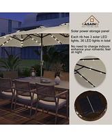 Casainc Outdoor Double-Sided Patio Umbrella with Base 36 Led Light Market