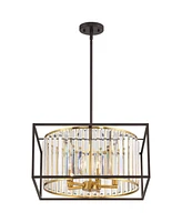 Possini Euro Design Milne 20" Modern Pendant Chandelier Ceiling Light Fixture Dining Room Over Table Kitchen Island Foyer Drum Hanging 5-Light Clear O