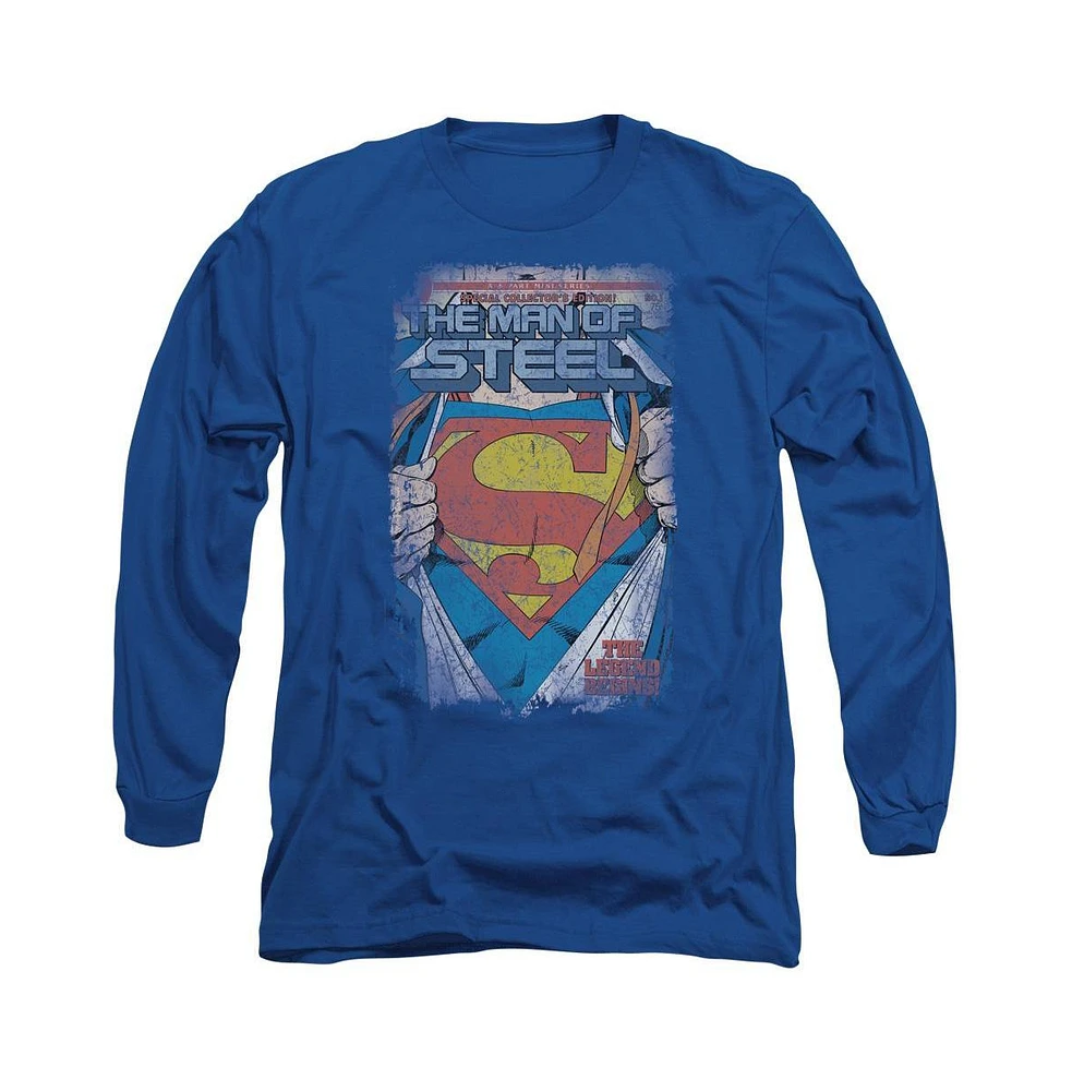 Superman Men's Legendary Long Sleeve Adult Tee / T-Shirt