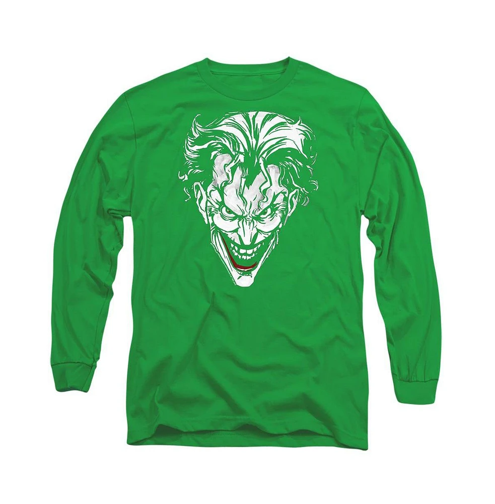 Batman Men's Joker Red On Green Long Sleeve Adult Tee / T-Shirt