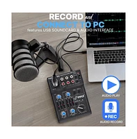Pyle Compact Dj Mixer with Usb Interface, 5-Channel Pro Audio Mixer