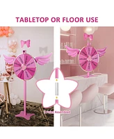 WinSpin 24" Dual Use Prize Wheel Tabletop or Floor Stand Fortune Spinning Pink