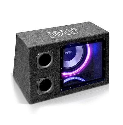 Pyle Subwoofer Box System, 12'' Vented Enclosure, 600W Max, Led Lights