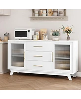 gaomon Coffer Bar Cabinet with 2 Fluted Glass Doors