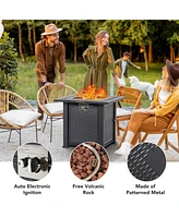 gaomon Gas Fire Pits for Outside Patio, Gas Firepit 28 Inch Rectangle Propane Fire Pit Table 50000BTU Gas Fire Pit Table with Cover & Rain Cover, for