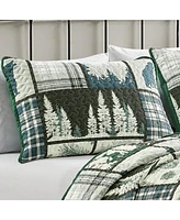 MarCielo 3 Pcs Cabin Lodge Rustic Country Bear Quilt Bedspread Set Queen