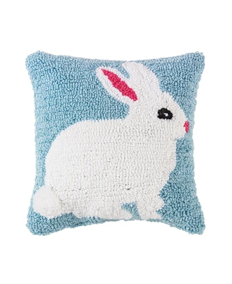 12" x 12" Easter Spring Themed Bunny Hooked Accent Throw Pillow