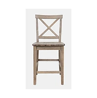 Jofran Eastern Tides Coastal Wire-Brushed Wood X-Back Counter Barstool (Set of 2)