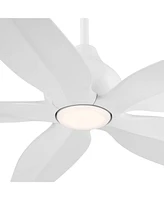 Casa Vieja 60" Lotus Bay Modern Indoor Outdoor Ceiling Fan 5 Blade Led Light Remote Control Matte White Finish Blades Bedroom Patio Living Room Kitche
