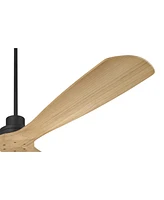 Casa Vieja 66" Delta Xl Modern Country Indoor Outdoor Ceiling Fan 3 Blade Remote Control Matte Black Finish Wood Blades Bedroom Patio Living Room Kitc